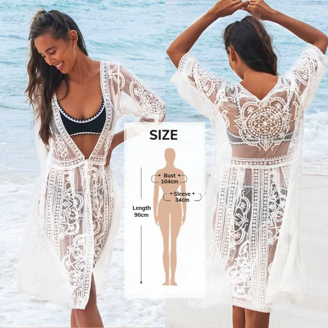 2021 Summer CUPSHE Crochet Bikini Cover Up Beachwear Tunic Shirt Size One Size