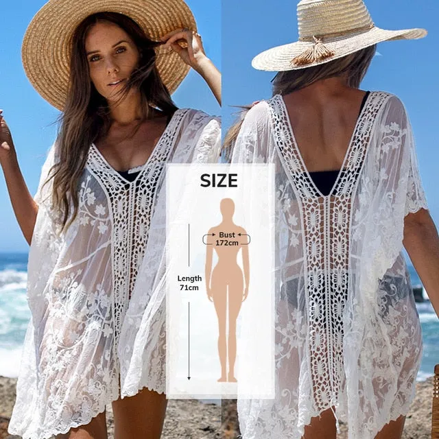 2021 Summer CUPSHE Crochet Bikini Cover Up Beachwear Tunic Shirt Size One Size