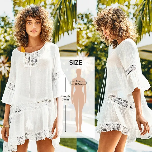 2021 Summer CUPSHE Crochet Bikini Cover Up Beachwear Tunic Shirt Size One Size