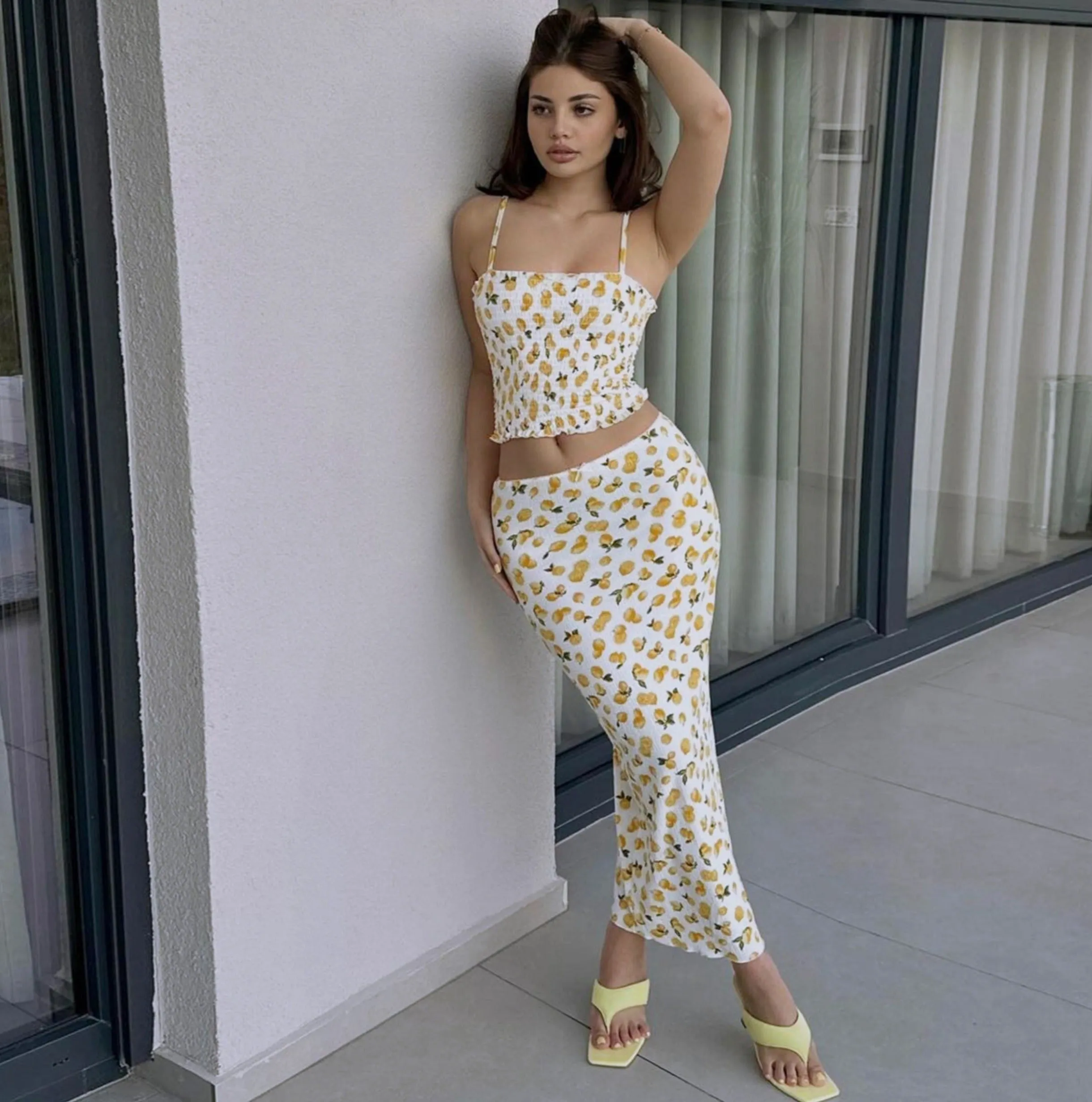 Althea Lemon Print Skirt Set