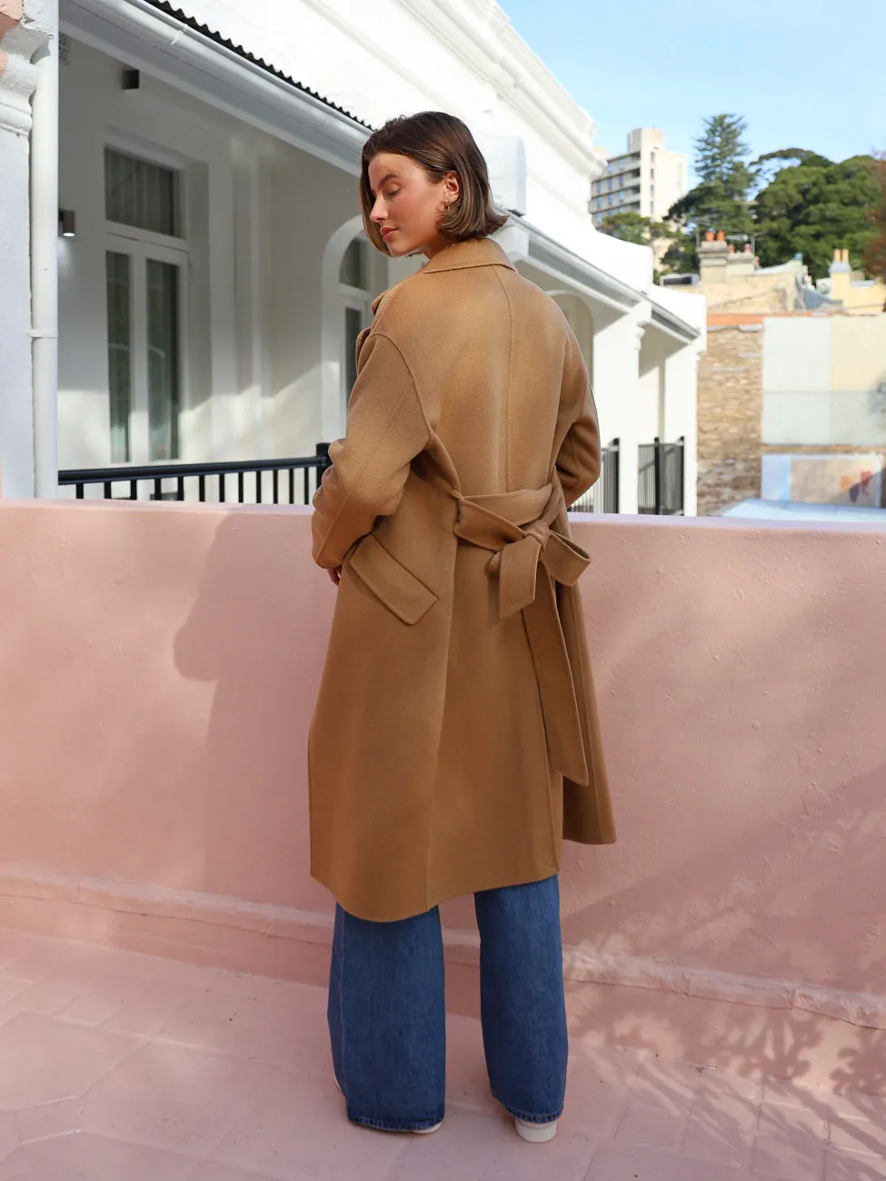 Assembly Label Sadie Single Breasted Wool Coat in Camel