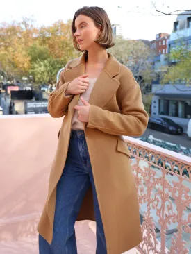 Assembly Label Sadie Single Breasted Wool Coat in Camel