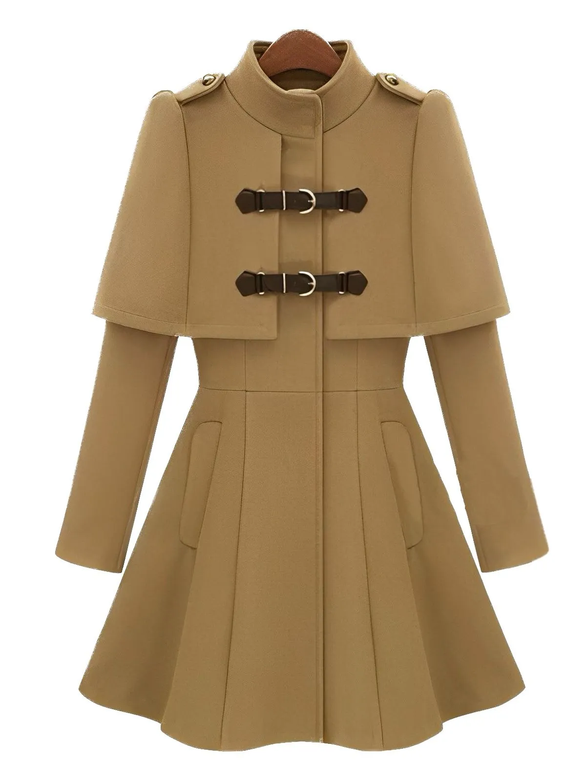 Camel 1940s Single-Breasted Woolen Coat