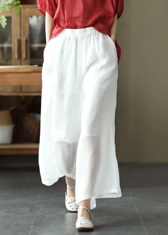 Chocolate Casual Summer Ramie Wide Leg Pants