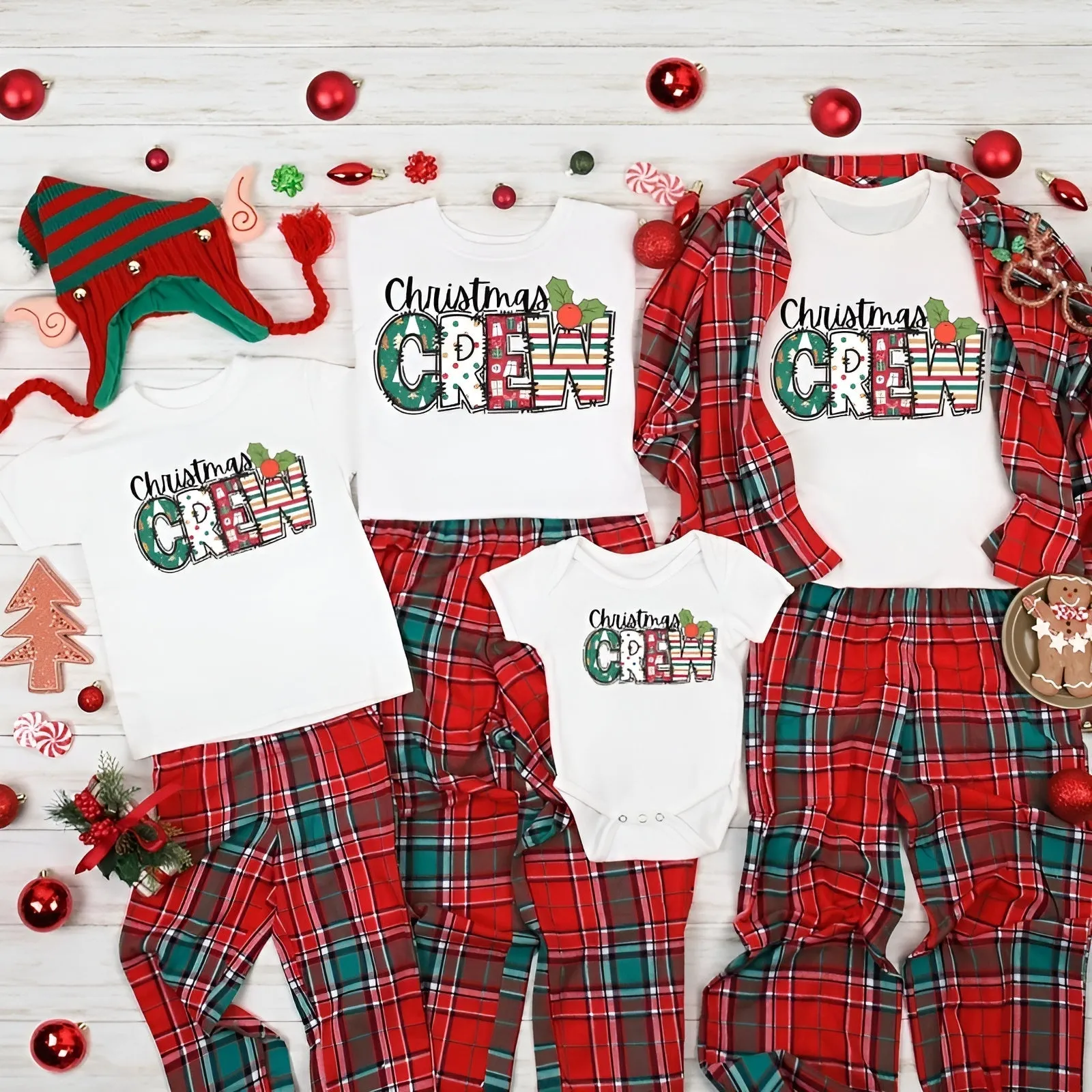 Christmas Crew Text Printed Family Matching Shirts