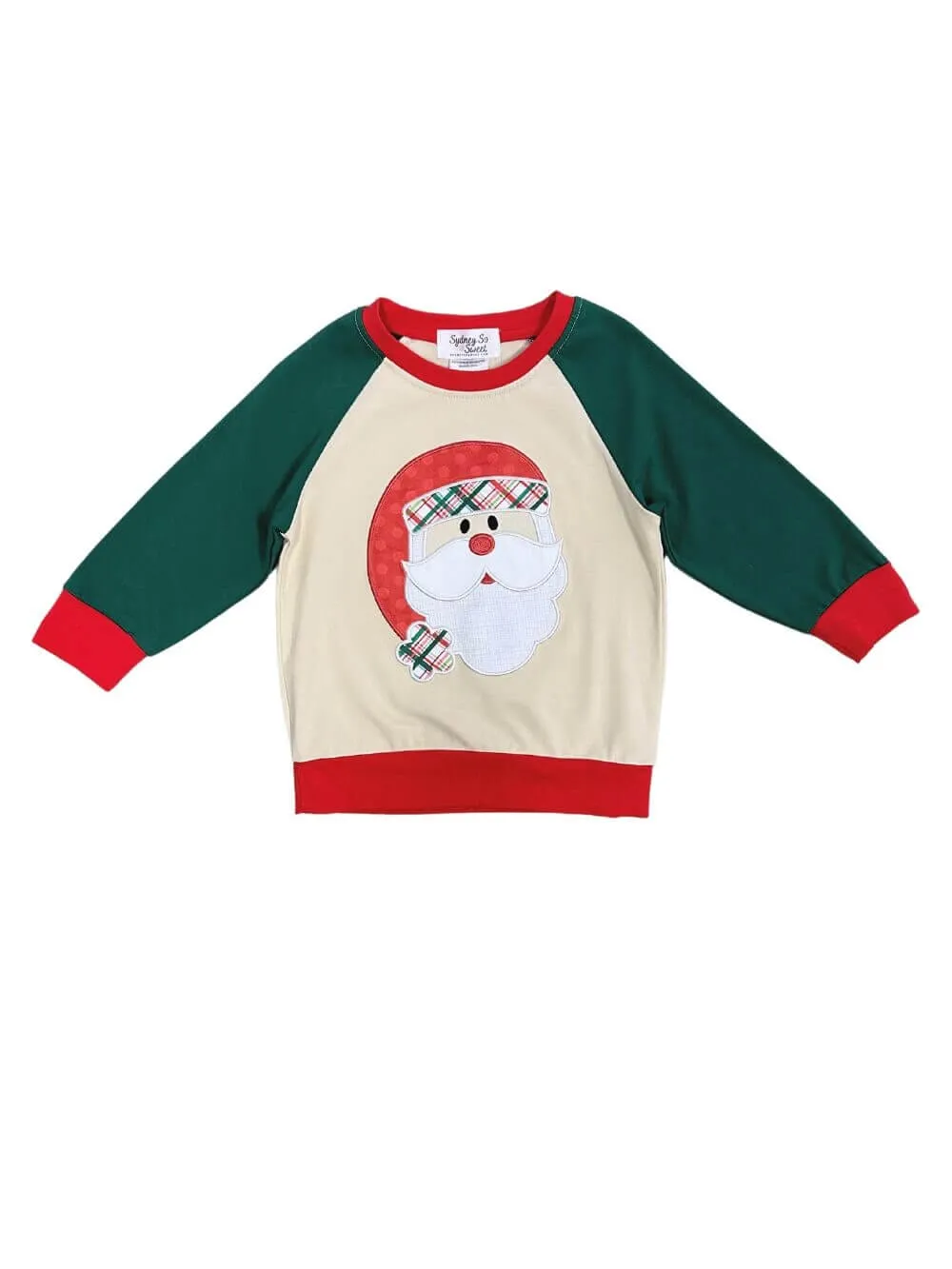 Classic Santa Claus Red & Green Raglan Pullover Top