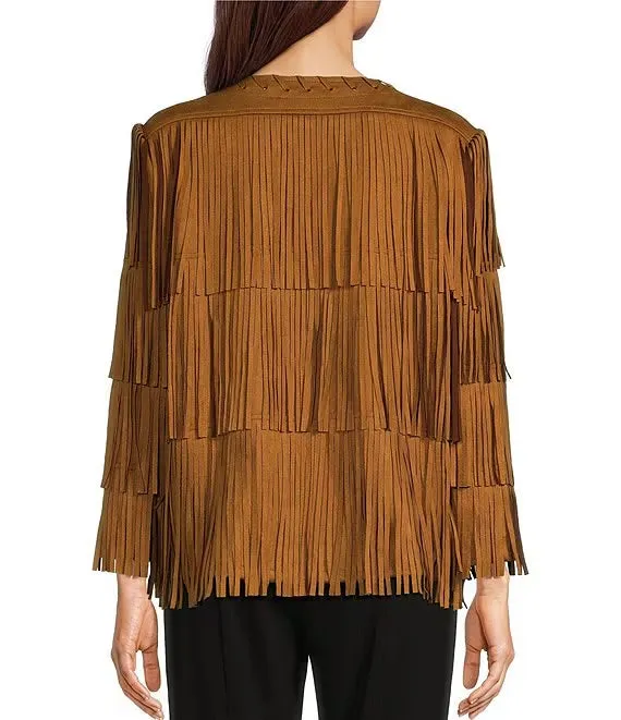 Faux Suede Fringe Jacket