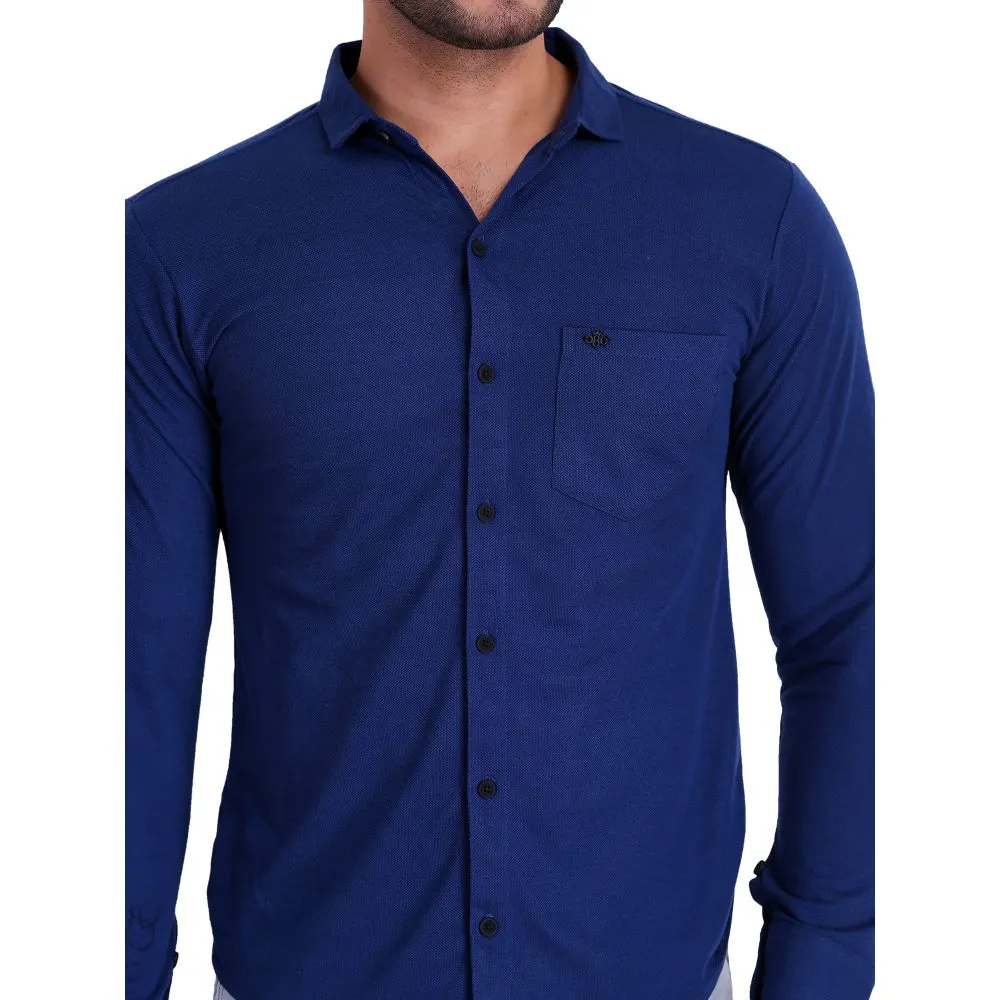 HiFlyers Men Polo Neck Solid Shirtdark Blue