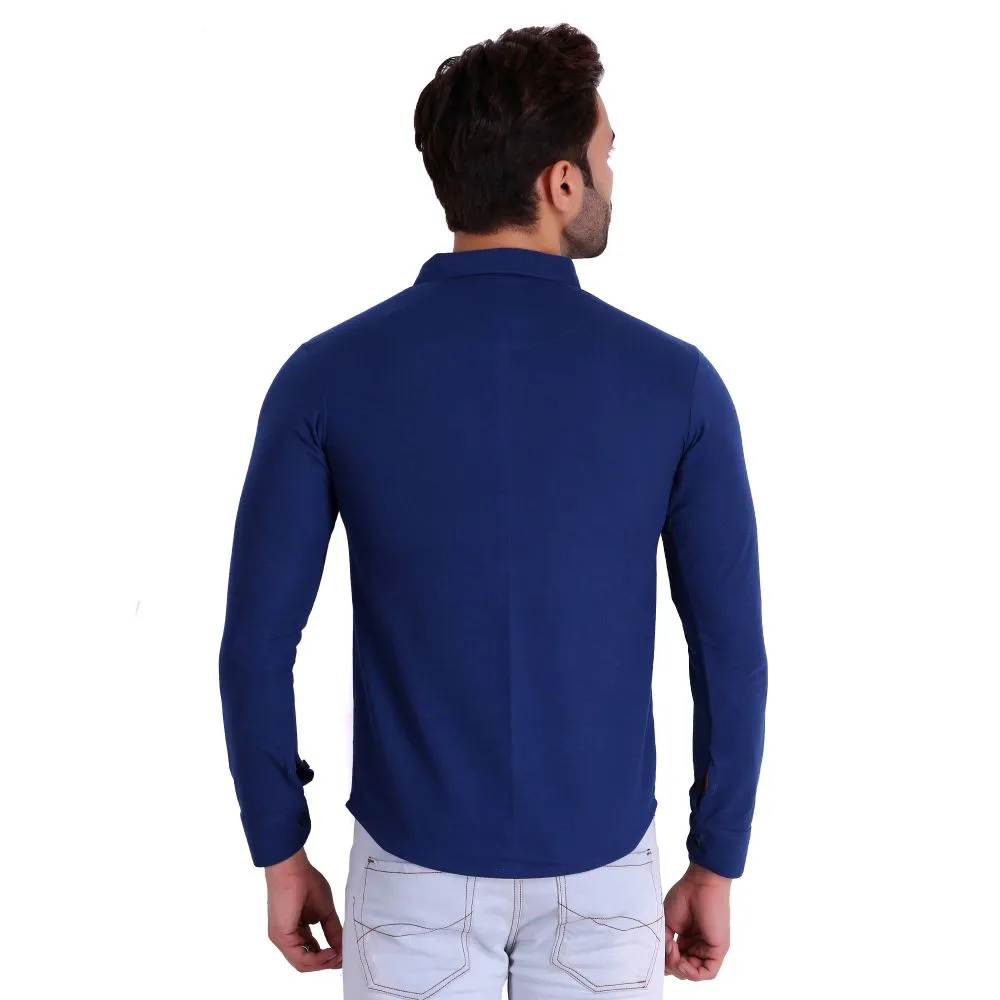 HiFlyers Men Polo Neck Solid Shirtdark Blue