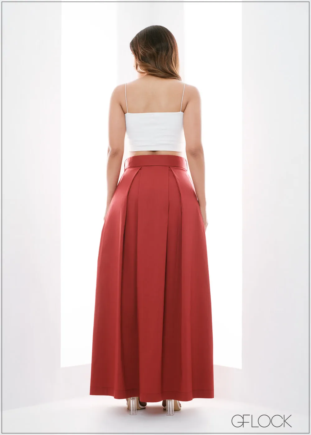 High Waisted Pleated Maxi Skirt - 110423