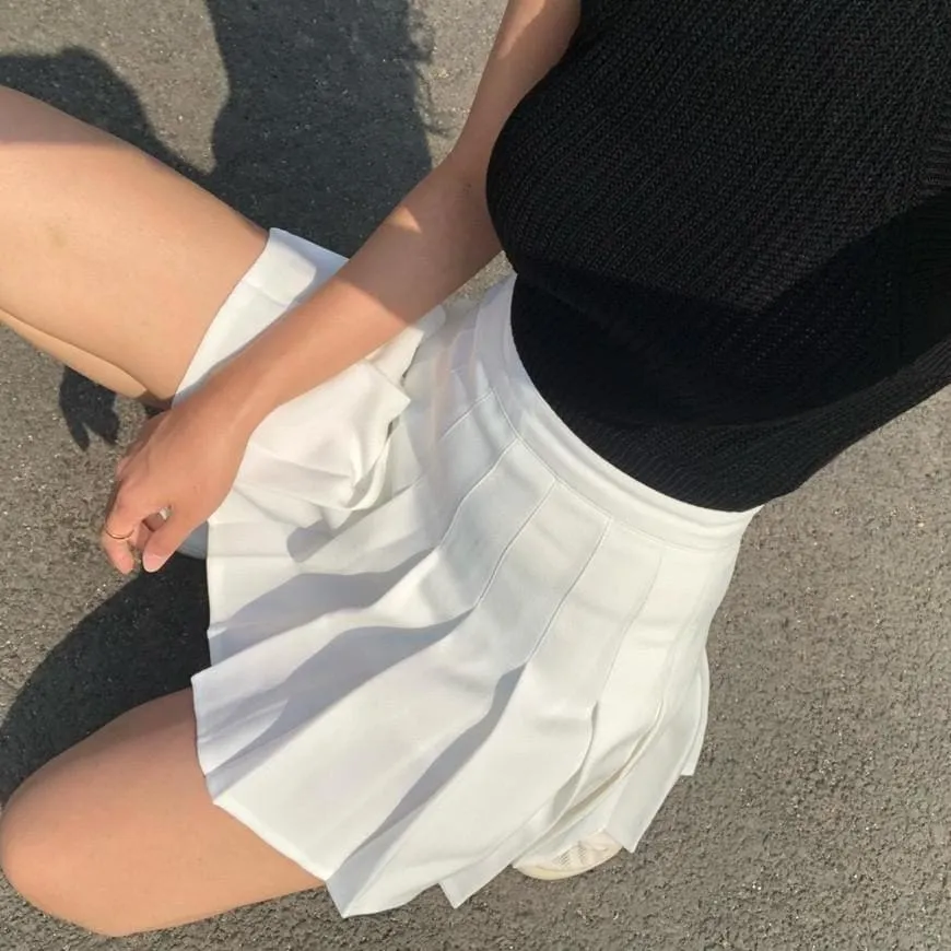 High-Waisted Pleated Mini Skirt