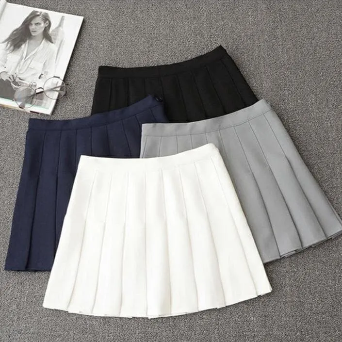 High-Waisted Pleated Mini Skirt