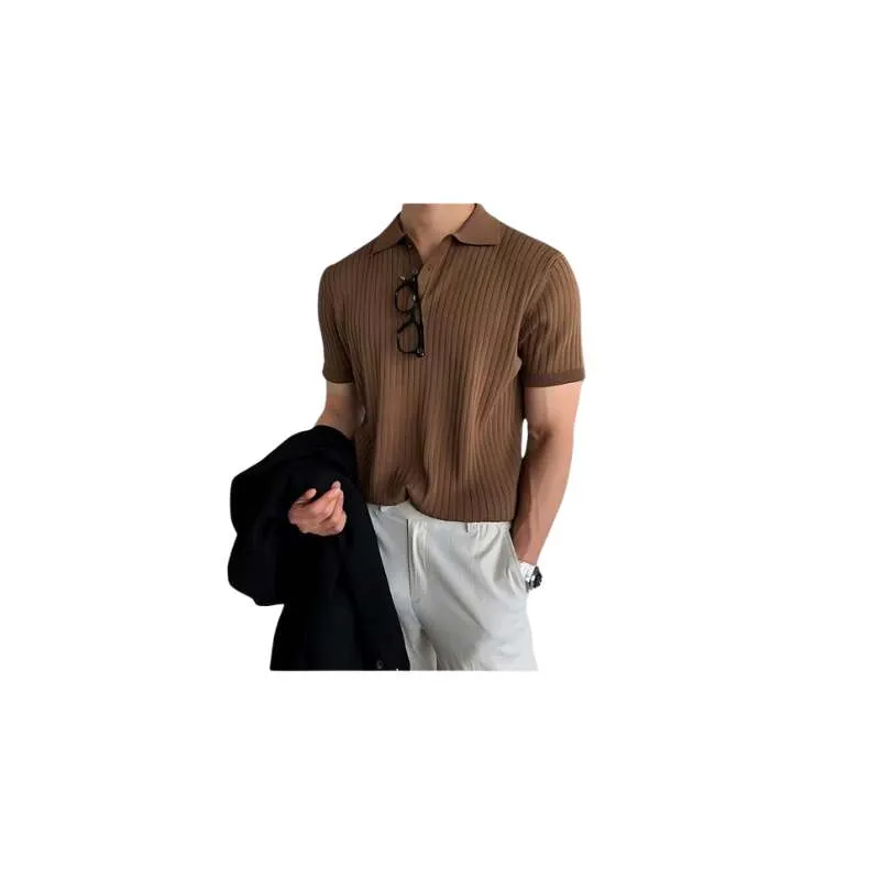 Lapel Polo Shirt Men's Solid Color