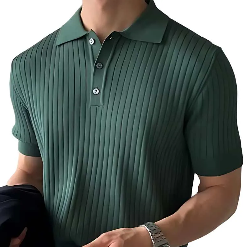 Lapel Polo Shirt Men's Solid Color