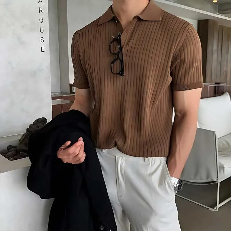 Lapel Polo Shirt Men's Solid Color