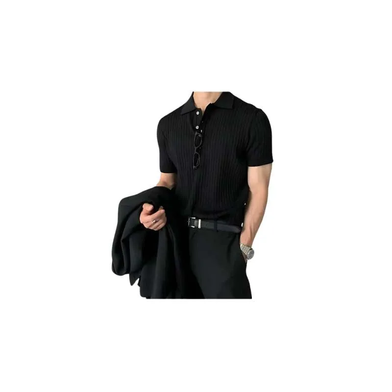 Lapel Polo Shirt Men's Solid Color