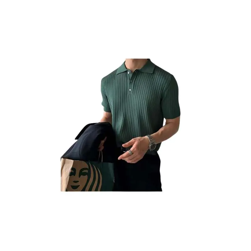 Lapel Polo Shirt Men's Solid Color