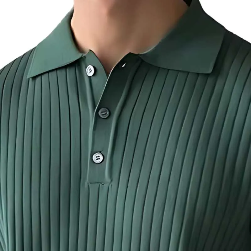 Lapel Polo Shirt Men's Solid Color