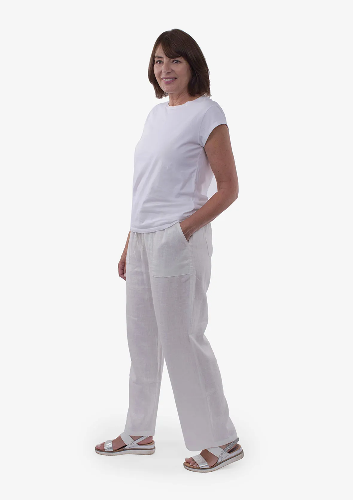 Linen Rich Wide Leg Trousers