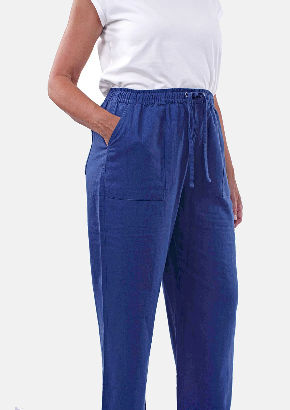 Linen Rich Wide Leg Trousers