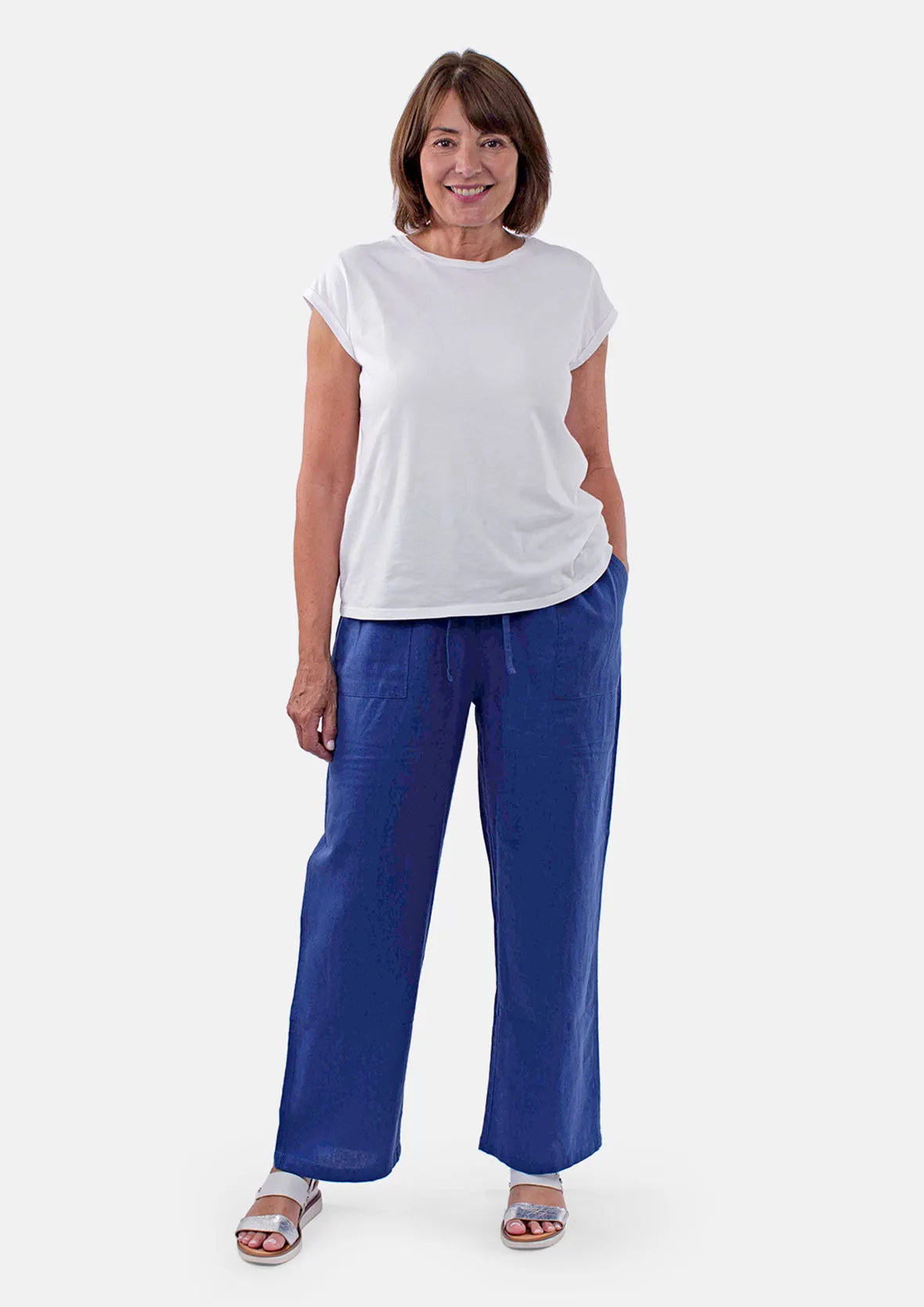 Linen Rich Wide Leg Trousers