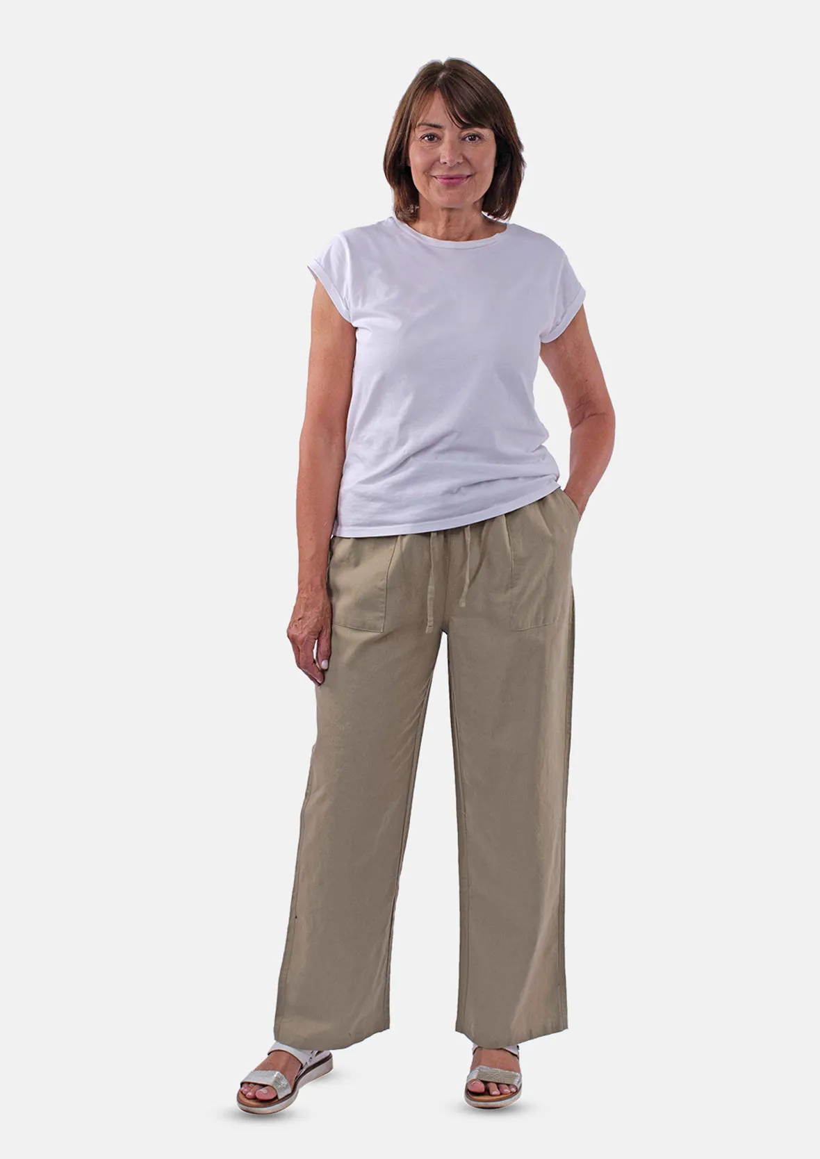 Linen Rich Wide Leg Trousers