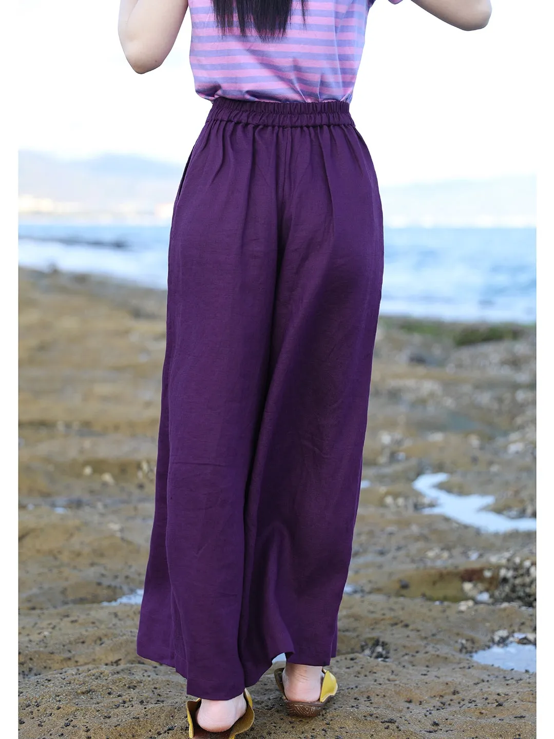 Linen Summer Autumn Women Casual Pants with Pockets SMM97216