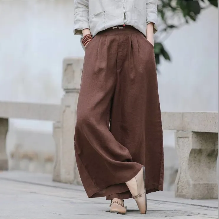 Linen Summer Wide Legs Women Casual Pants LPP97134