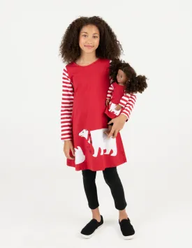 Matching Girl and Doll Cotton Polar Bear Dress