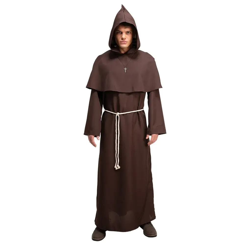 Mens Medieval Monk Costume Church Cleric Religion Fancy Dress