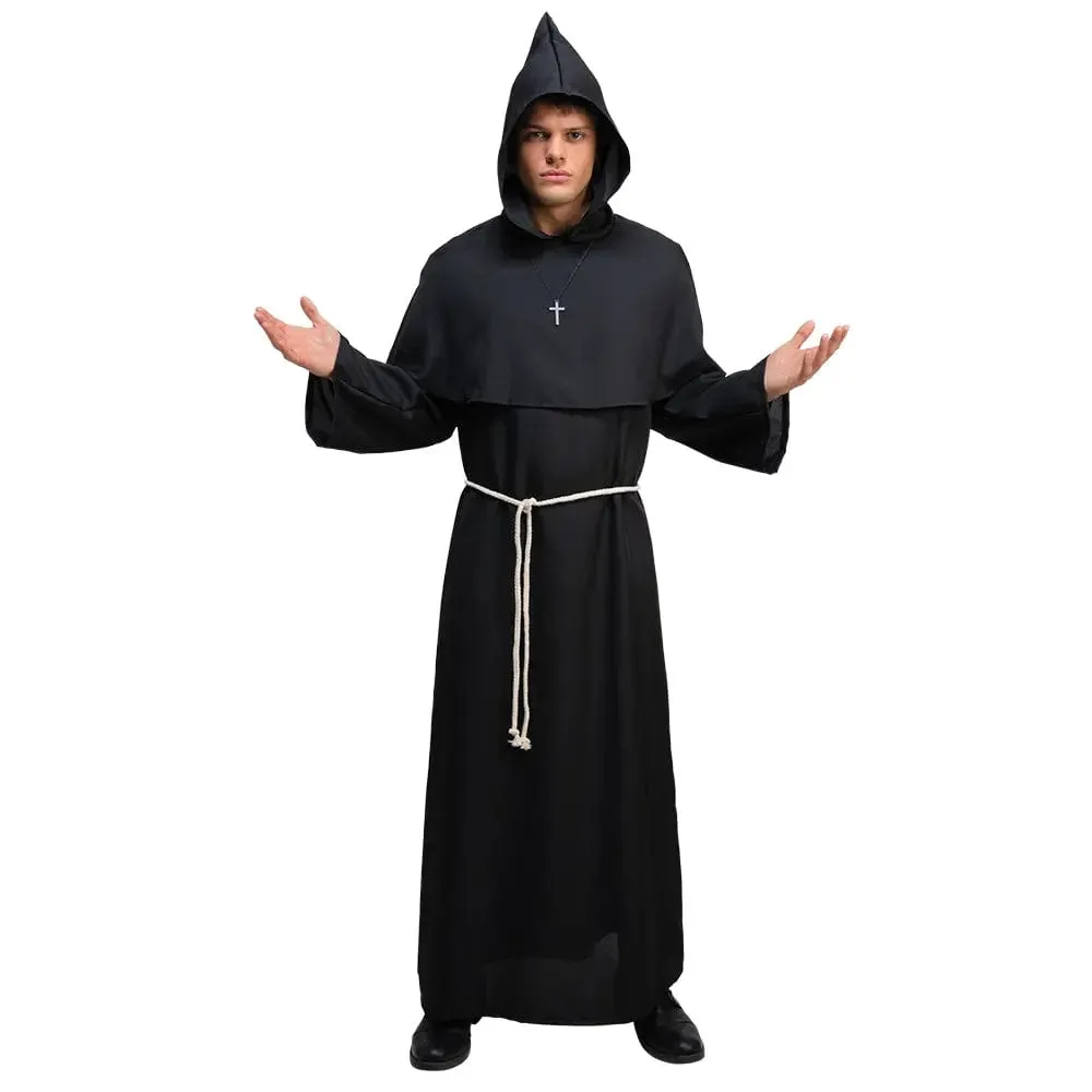 Mens Medieval Monk Costume Church Cleric Religion Fancy Dress