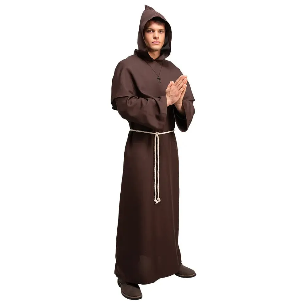 Mens Medieval Monk Costume Church Cleric Religion Fancy Dress