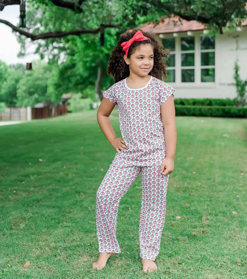 Merrick Pant Set- Pink Wreaths