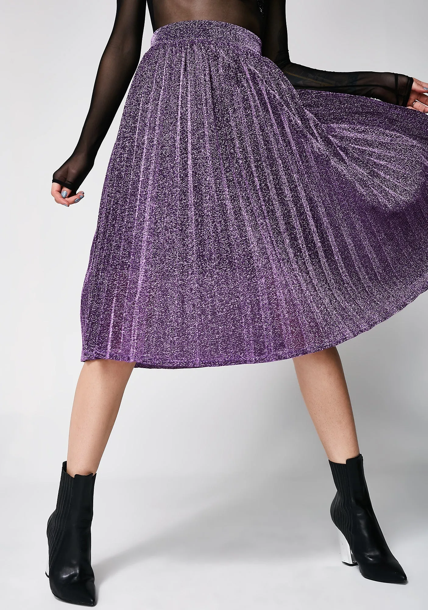 Milky Way Pleated Midi Skirt