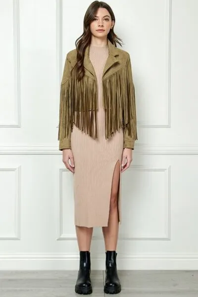 Olive Fringe Jacket