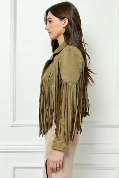 Olive Fringe Jacket