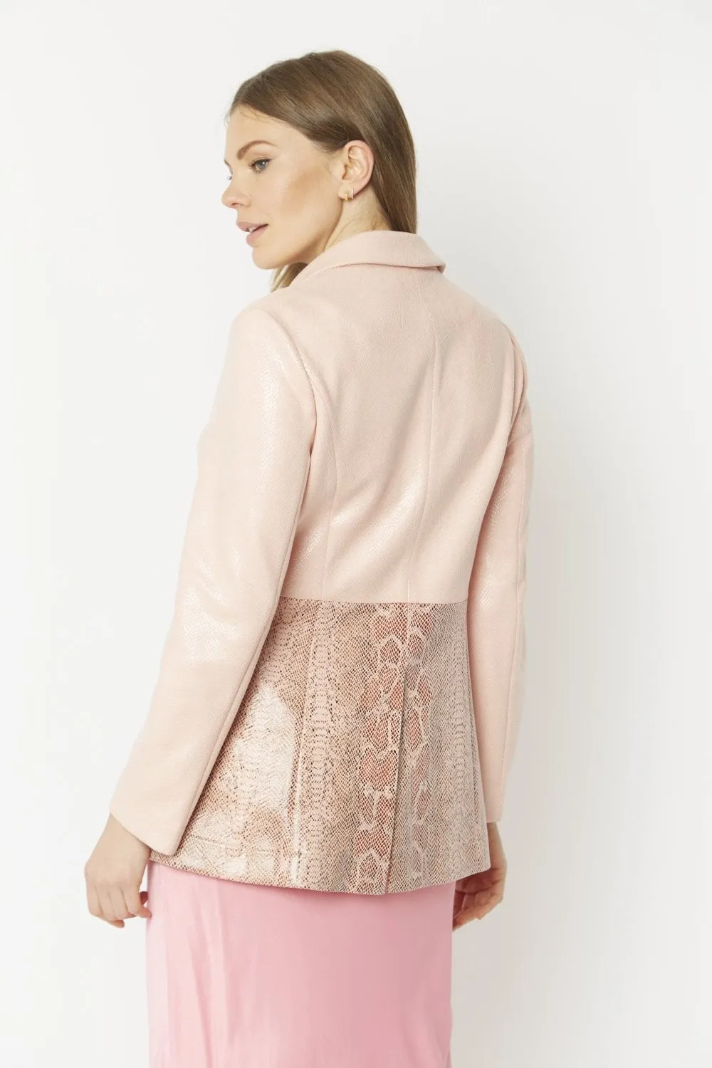 Pink Faux Leather Suede Jacket