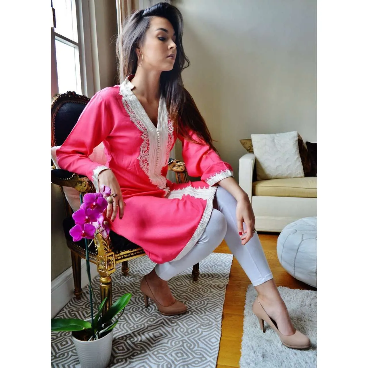 Pink Marrakech Tunic Dress - Fatimah Style