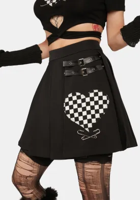 Pleated Checkered Heart Skirt