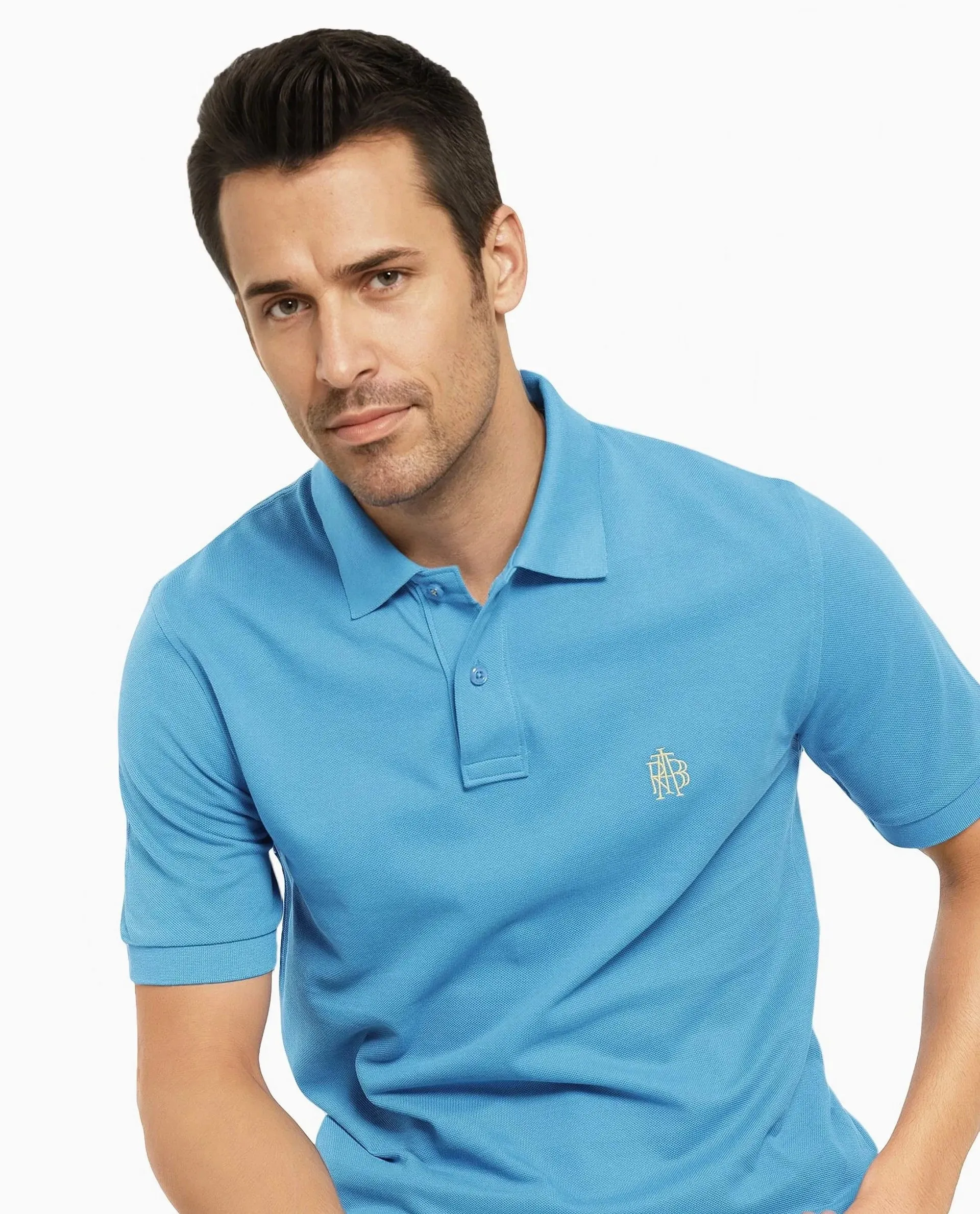 Rare Rabbit Men Pare-1 Flouroscent Blue Cotton Fabric Short Sleeve Collared Neck Regular Fit Embroidered Logo Polo