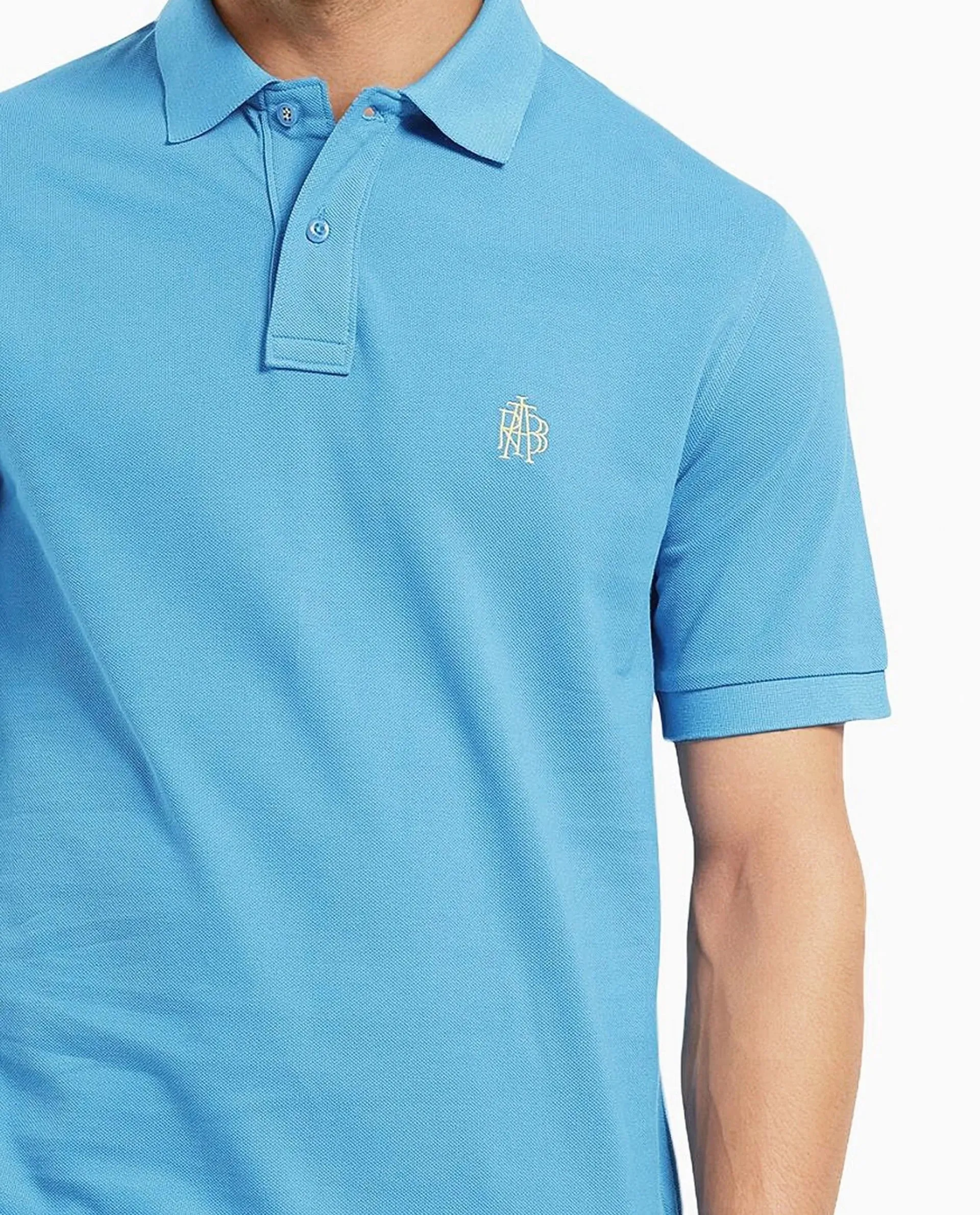 Rare Rabbit Men Pare-1 Flouroscent Blue Cotton Fabric Short Sleeve Collared Neck Regular Fit Embroidered Logo Polo