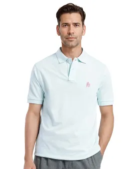 Rare Rabbit Men Pare-1 Light Blue Cotton Fabric Short Sleeve Collared Neck Regular Fit Printed Polo