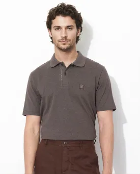 Rare Rabbit Men's Gamor Dark Brown Cotton Poly Fabric Short Sleeves Collared Neck Solid Color Knit Polo T-Shirt