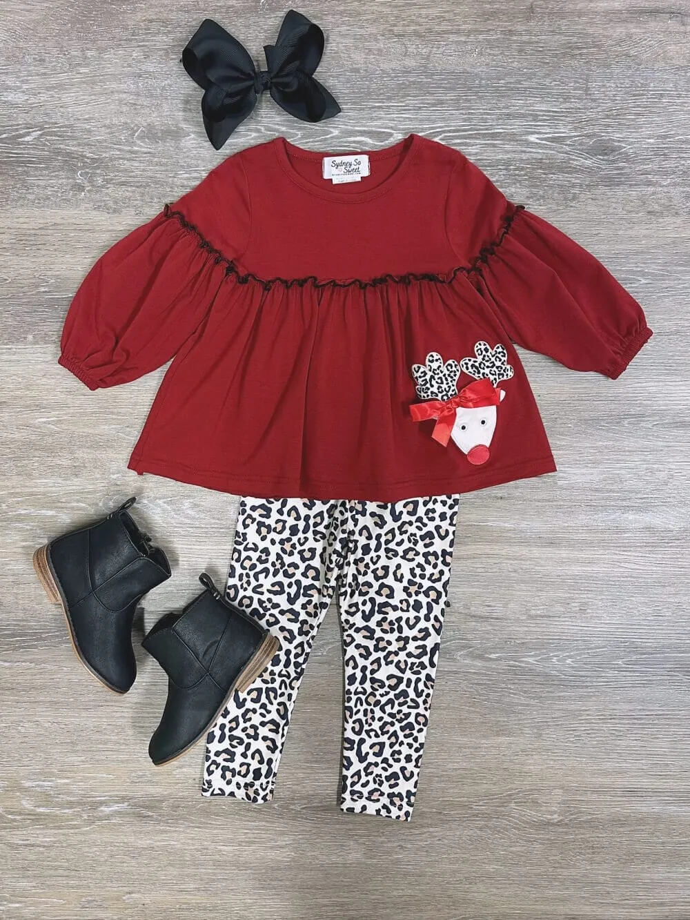 Red Nosed Reindeer Tunic & Animal Prints Leggings Outfit