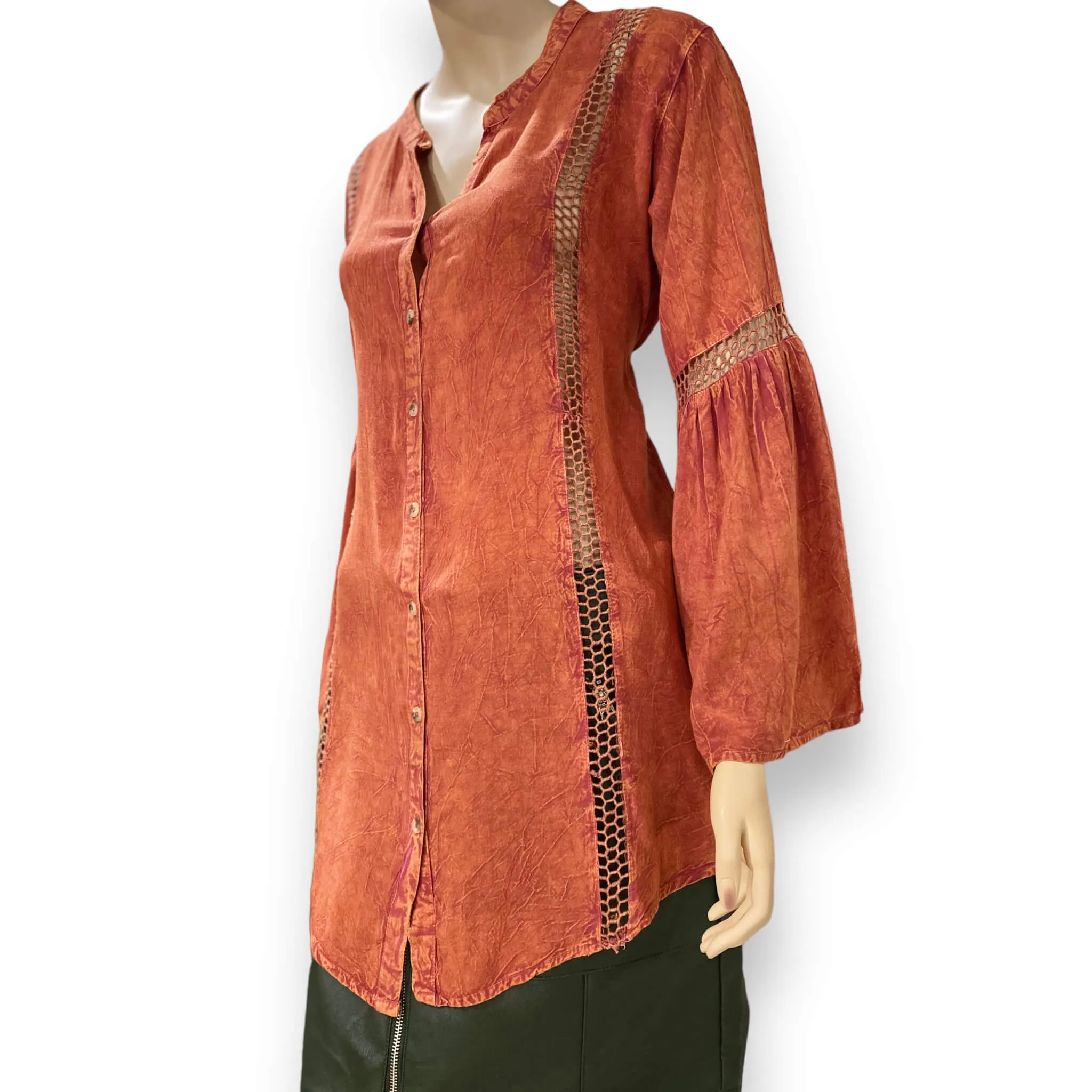 Rustic Orange Peasant Tunic