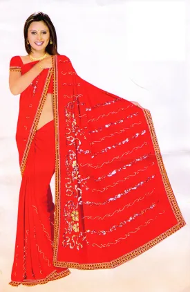 Saree Red Chiffon