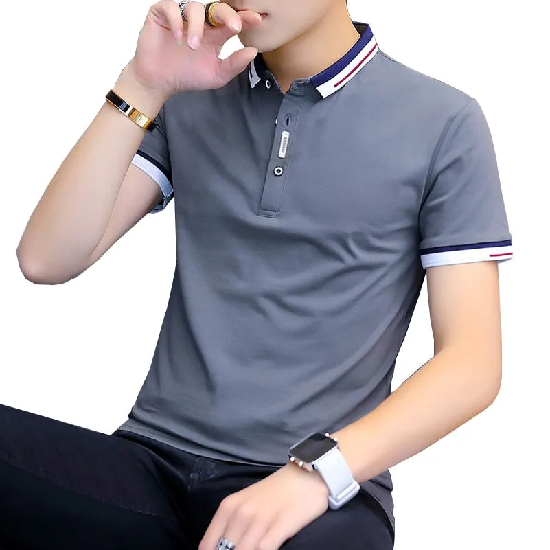 Slim fit sold color polo shirt