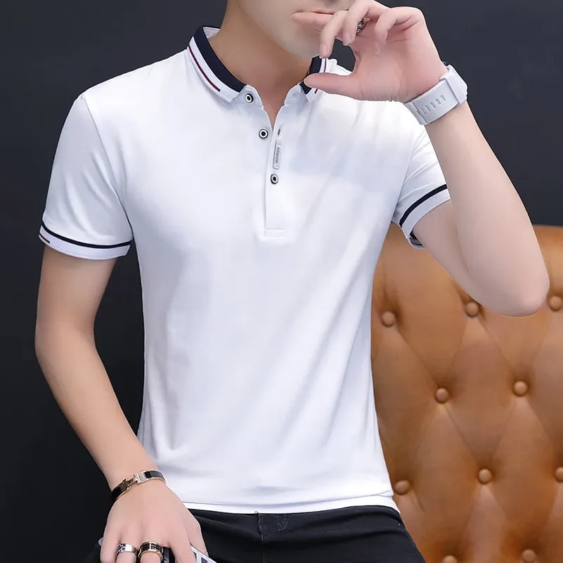 Slim fit sold color polo shirt