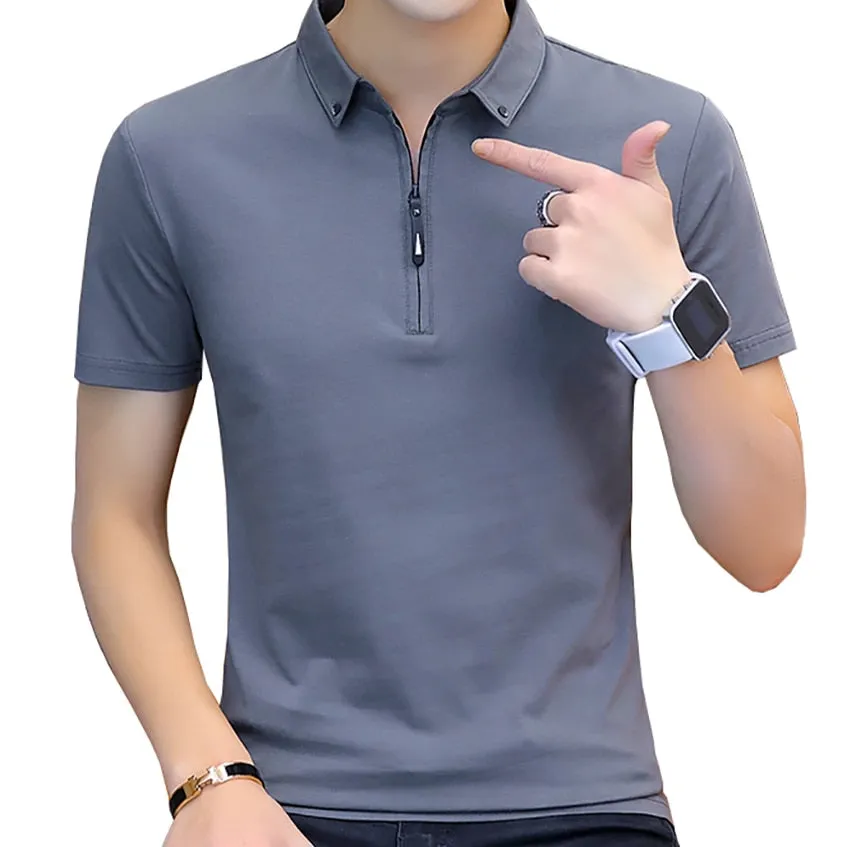 Slim fit sold color polo shirt