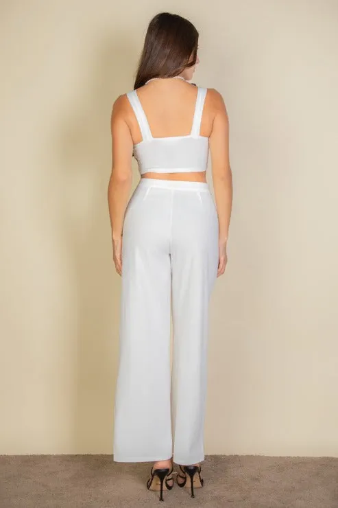 Solid Tank Top & Wide Leg Pants